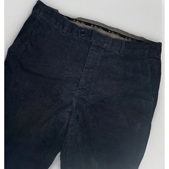 Brooks Brothers Clark Pants Mens Size 38x30 Corduroy Navy Blue Flat Front - Picture 2 of 13